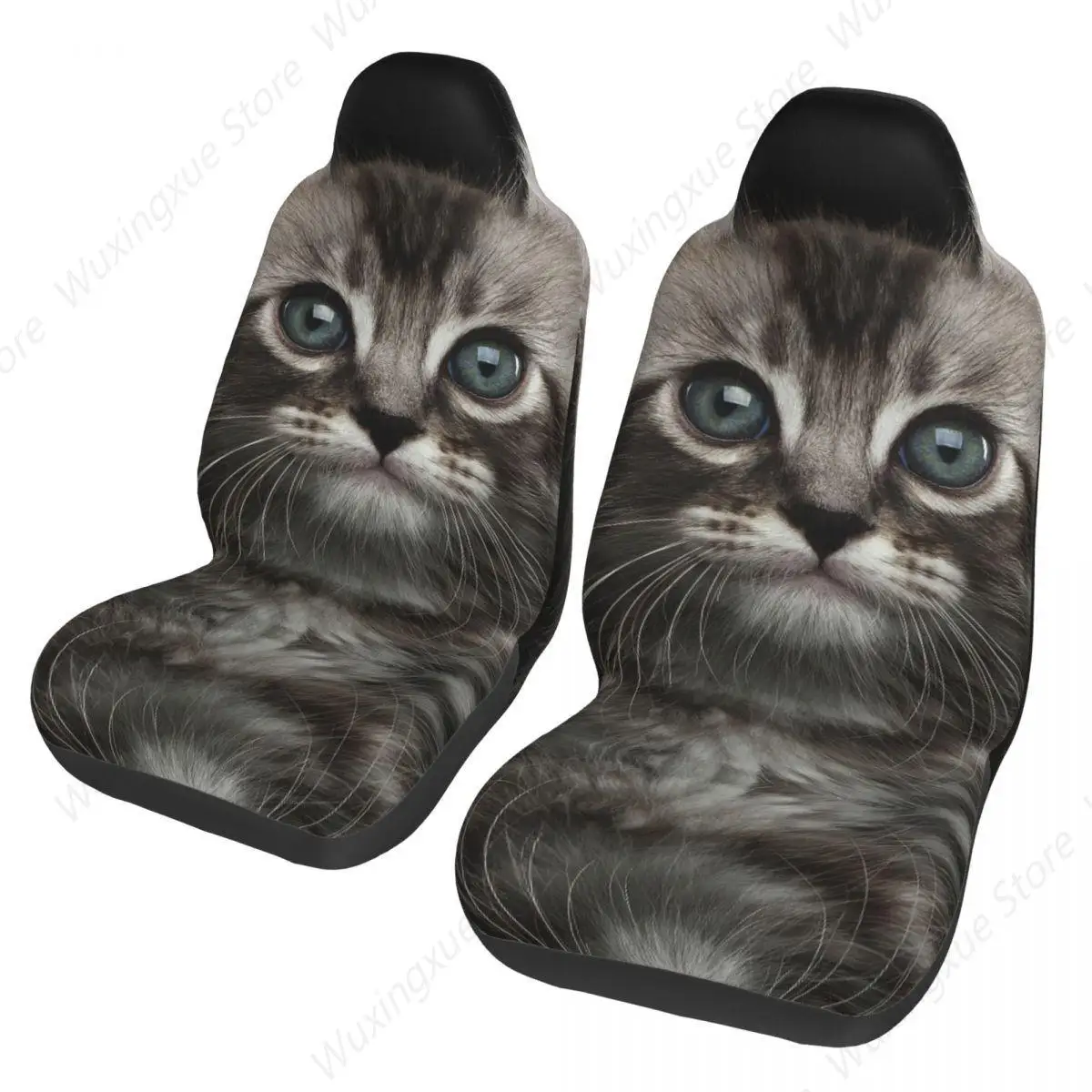 

Cat,Cute American Curl Kitten Car Seat Cover Custom Printing Universal Front Protector Accessories Cushion Set