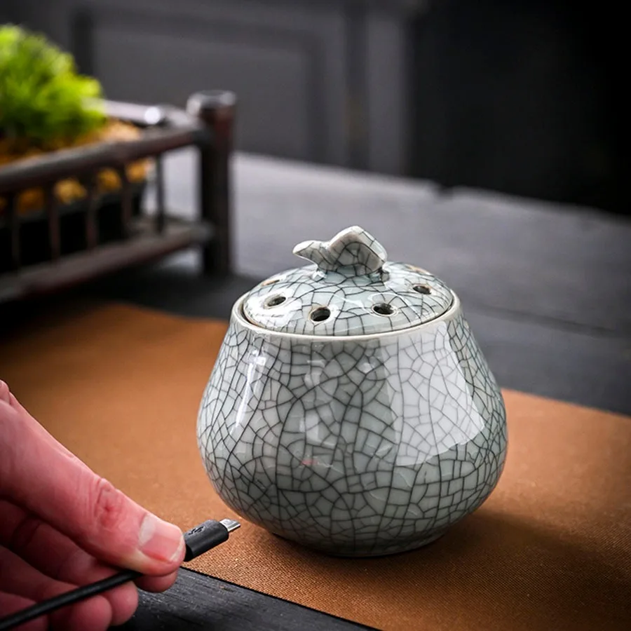 

Декоративная горелка для благовоний, Керамическая электрическая Восточная горелка для благовоний, декоративное китайское портативное благовоние, декор для комнаты