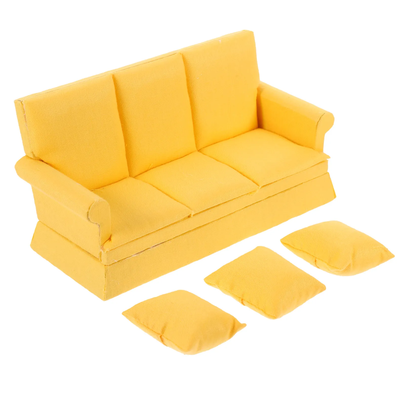 

1Set Mini Sofa Tiny House Furniture Soft Cotton Cloth Wooden Couch Pillow Living Room Decoration Photo Prop Miniature Scene
