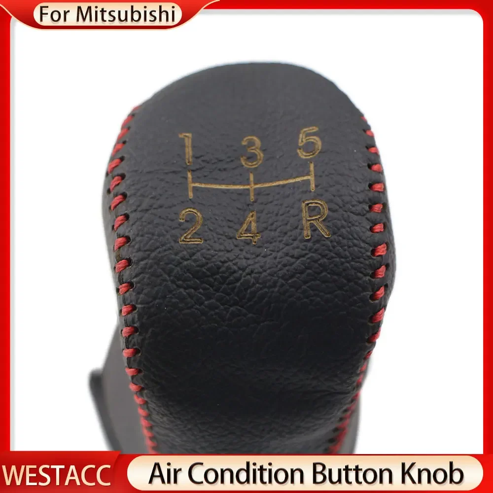 Genuine Leather Car Gear Head Shift Knob Cover Gear Collars for Mitsubishi Galant Outlander Lancer Evolution Pajero ASX AT MT