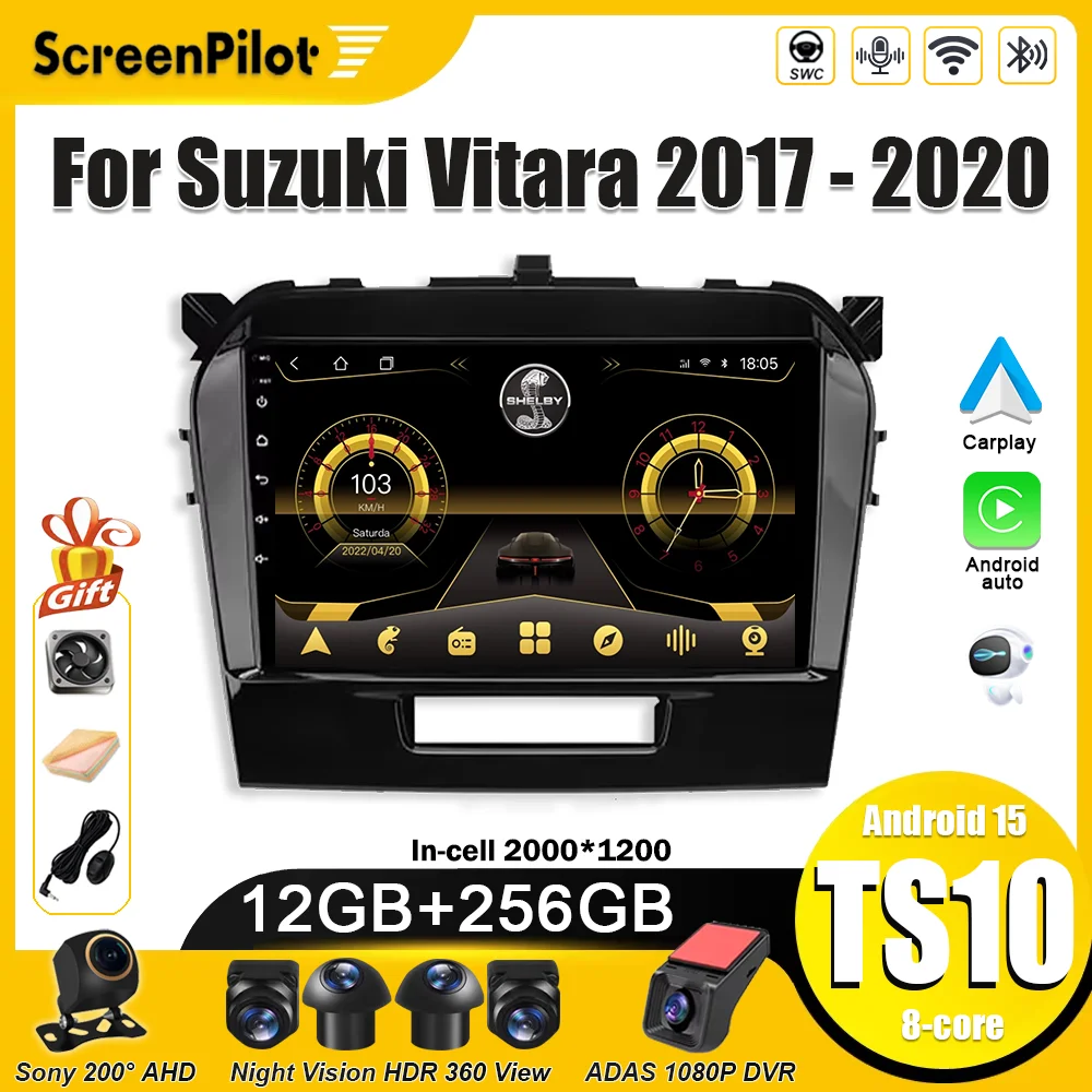For Suzuki Vitara 2017 2018 -2020 Car Radio Android 16 Multimedia Video Player 2 din GPS Navigation Bluetooth Mirror Link 5G