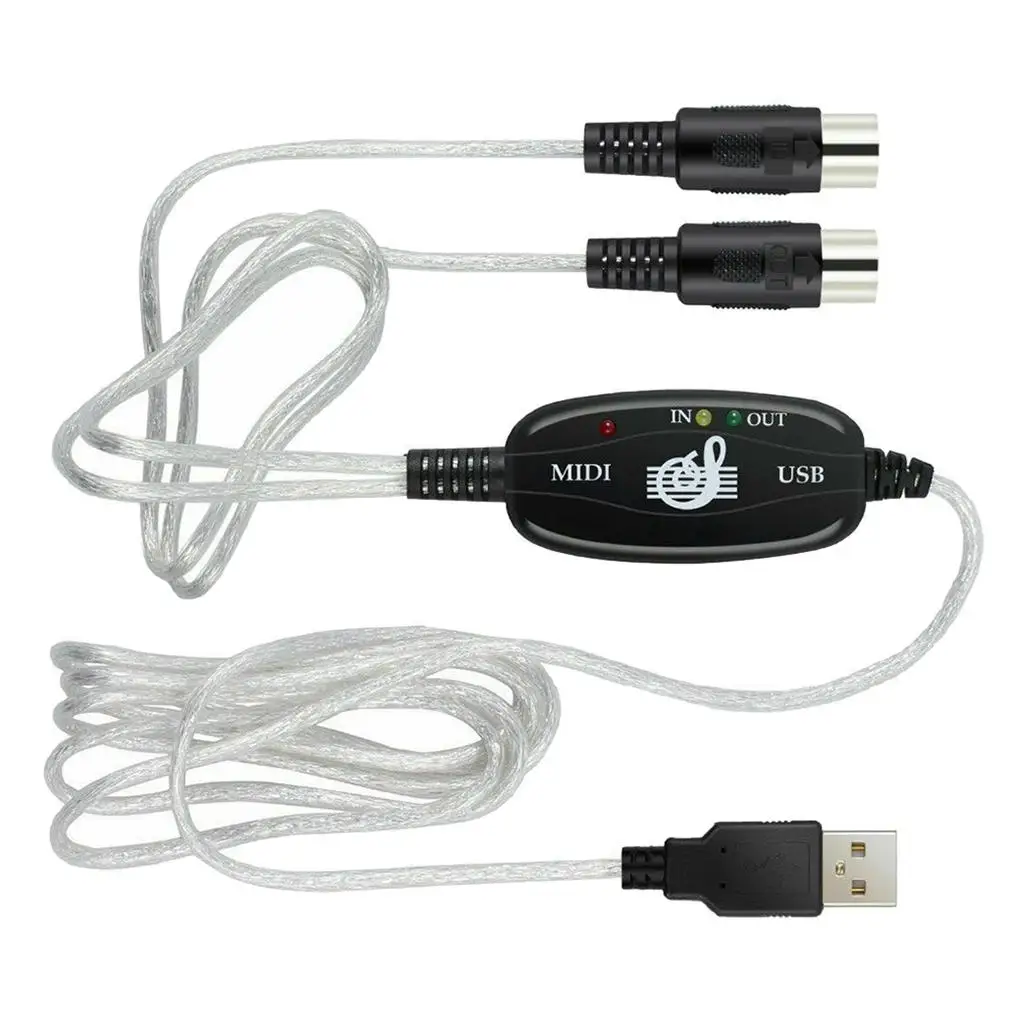 Blesiya 2 Meter USB IN OUT MIDI Interface Cable Converter PC to Music Keyboard