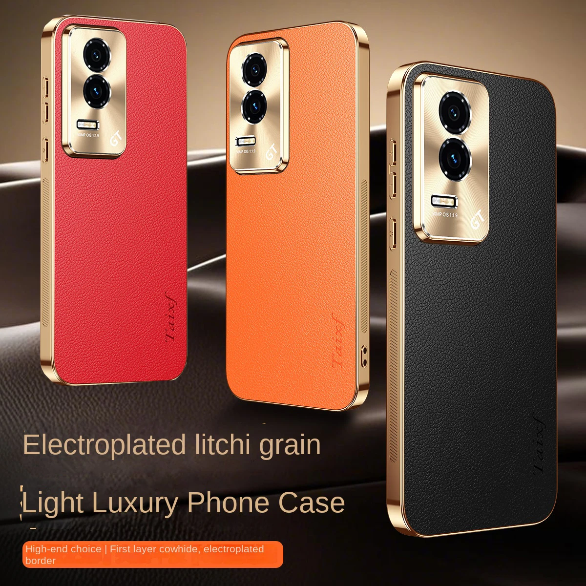 Luxury Vegan Leather Phone Case For Honor GT Case Lens Protection Electroplated Soft Edge Shockproof Back Cover