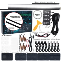 Newest Hidden LED Symphony Dual Zone Car Ambient Light Smoke Matt Black Acrylic Light Strip Interior Decoration Lighting Kit 12V