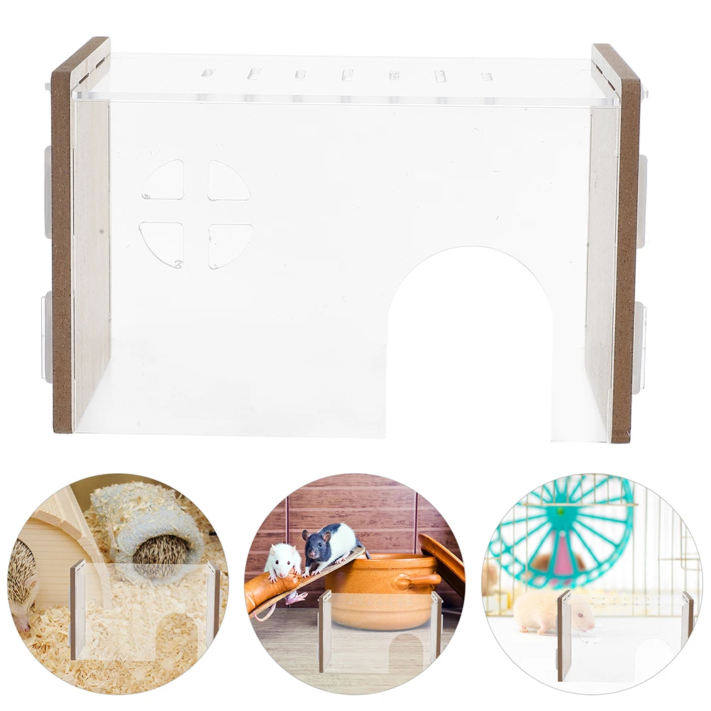 

Transparent Hamster Hiding Place Cute House Hideaway Shelter Scenic Decoration Easy Durable Materials Pet Supplies
