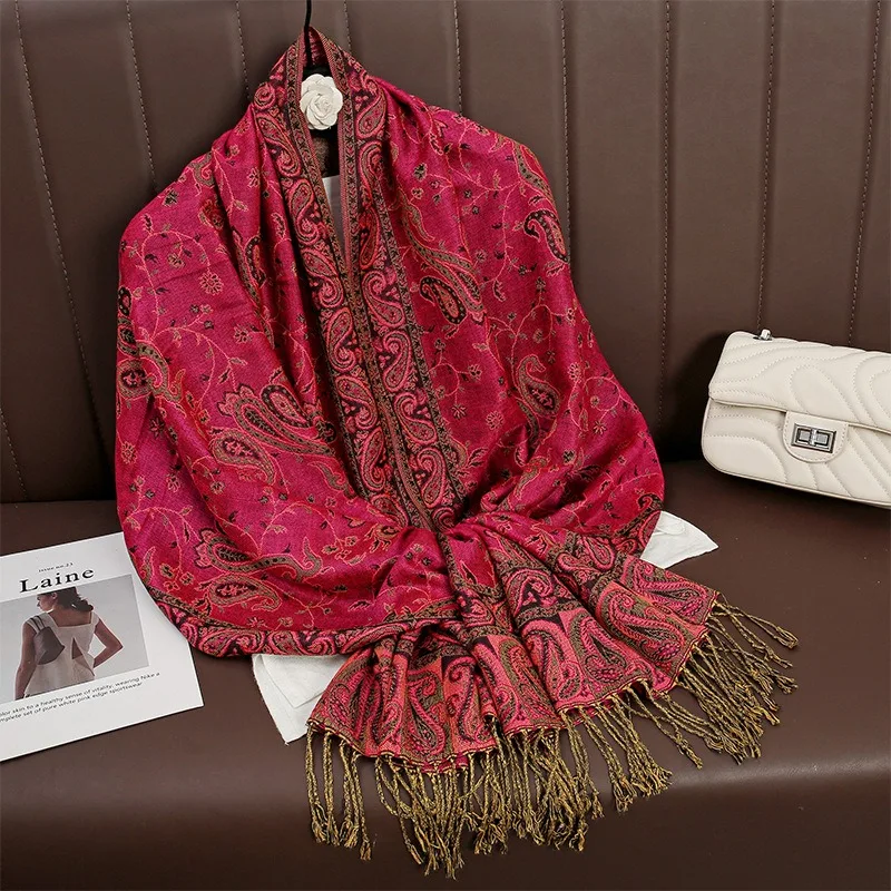 Luxury brand autumn cashmere shawl women's wrap warm winter scarf design print women's cashew jacquard