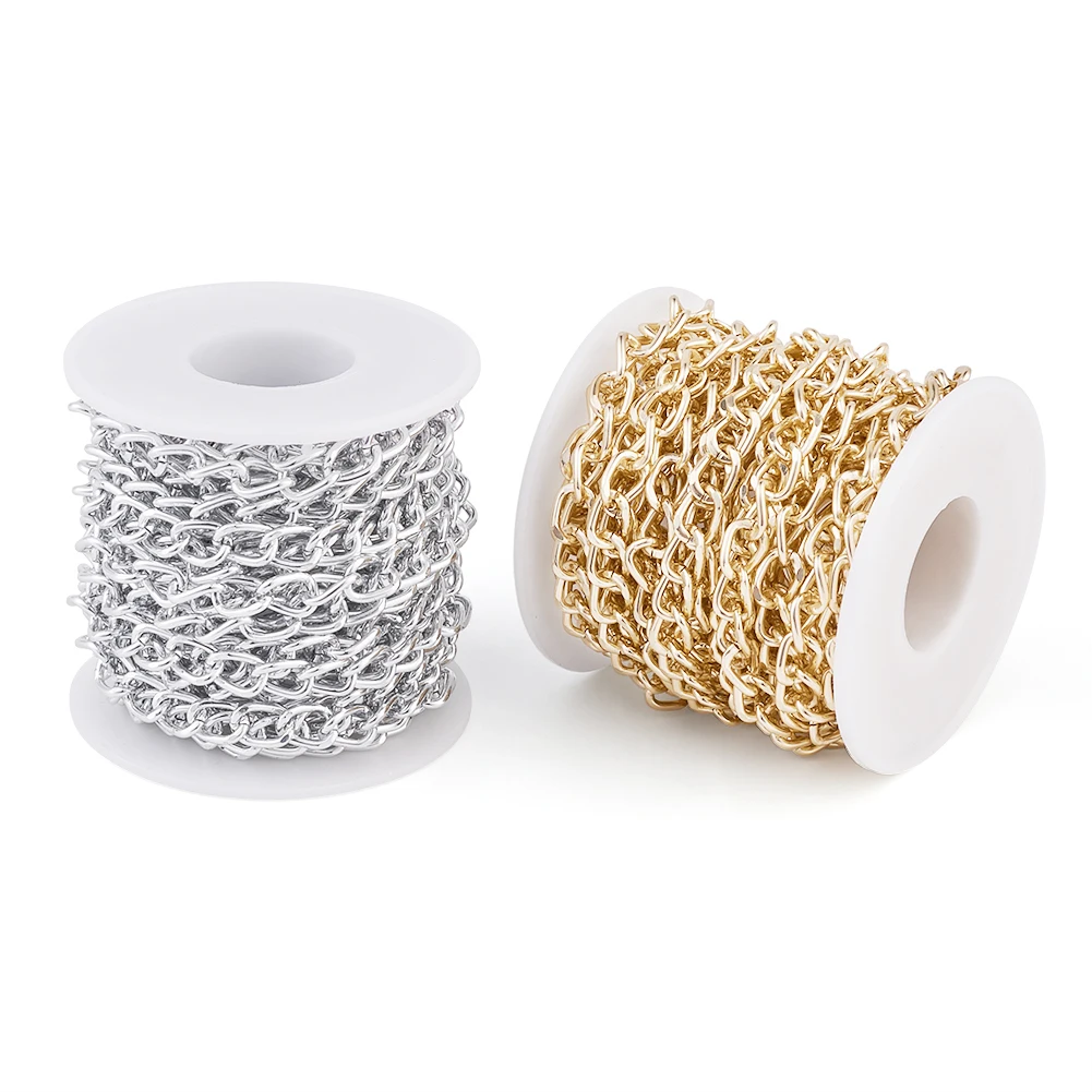 

5m/Roll Metal Chain Roll Aluminum Curb Chains Unwelded Twisted Link Chain for Bracelet Necklace Chain Jewelry Making with Spool