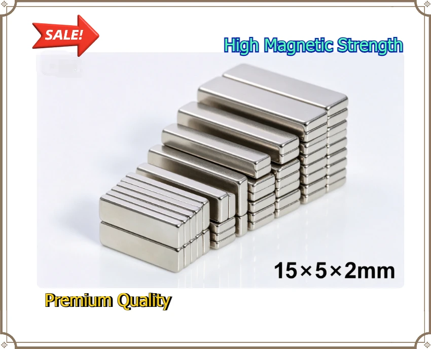 Creative 15x5x2mm Strong Neodymium Magnet | Versatile NdFeB Permanent Block for Crafts, Fridge & Science