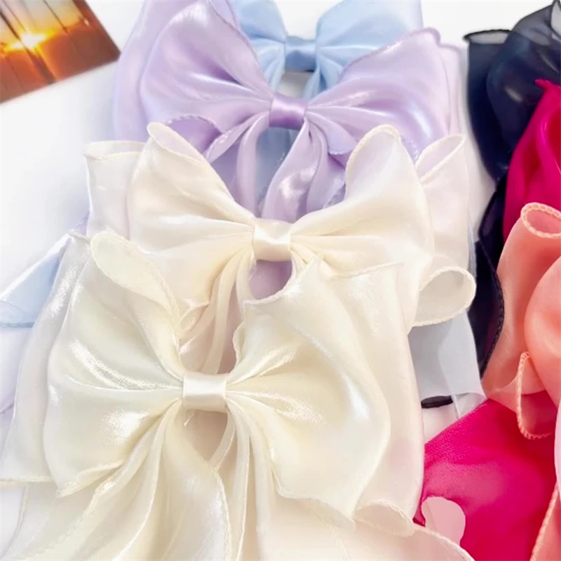 

Sweet Chiffon Bow Hair Clips Girls Blue Shining Satin Bowknot Hair Clips Ribbon Bow Barrette Hairpin Grip Ponytail Clip Headwear