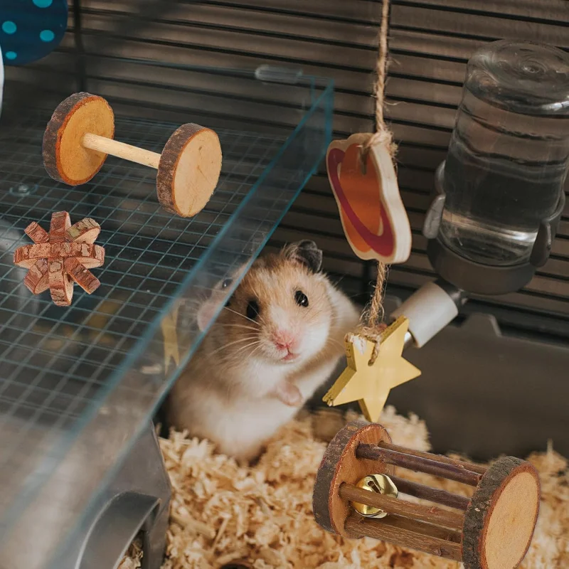 

Принадлежности для ландшафтного дизайна туннелей для хомяков, морских свинок и птиц, устойчивый к укусам реквизит, натуральное дерево, 5 шт.