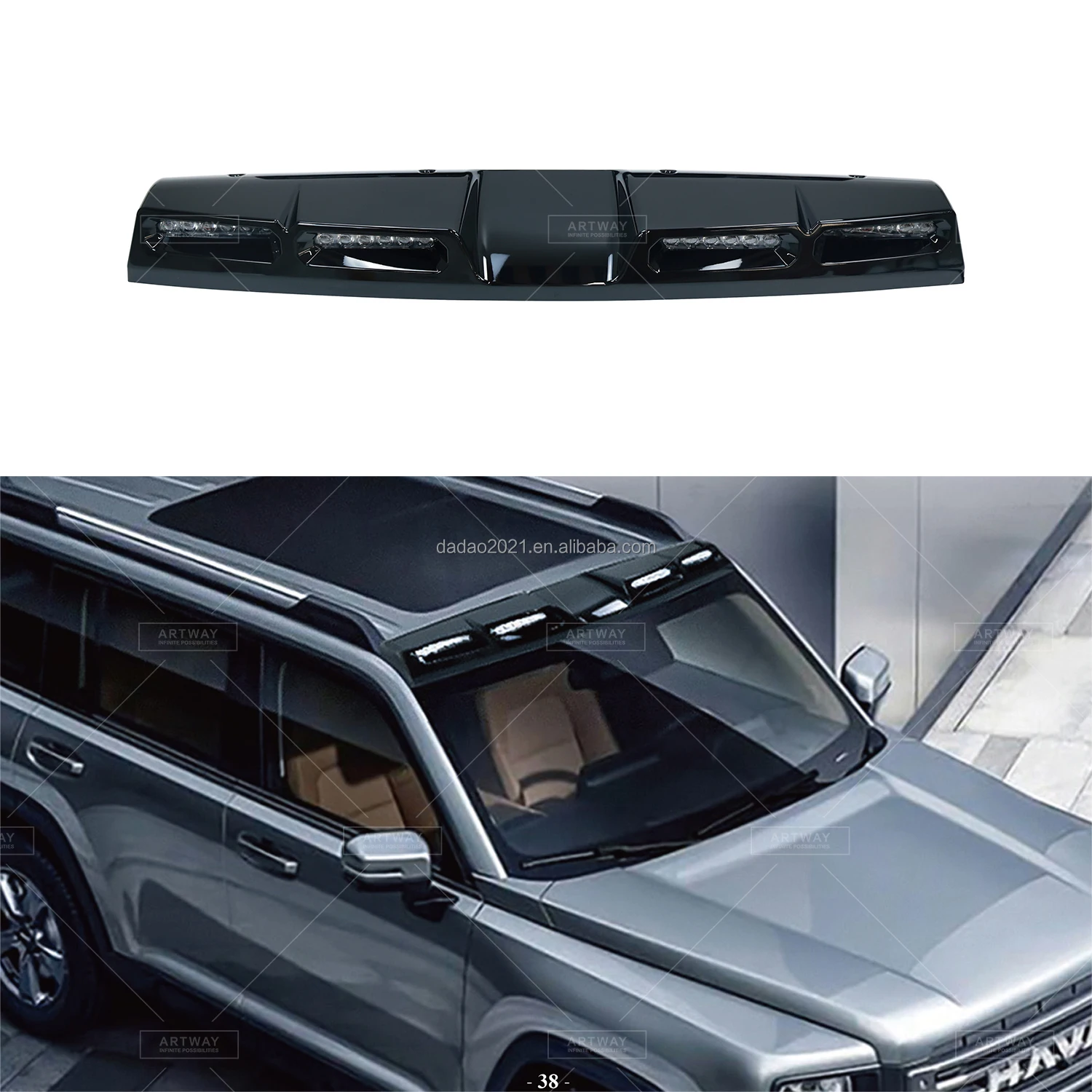 

Раскладывающийся глянцевый черный 4-светодиодный потолочный светильник из АБС-пластика, простая установка верхней лампы для Haval Raptor 2023-2024