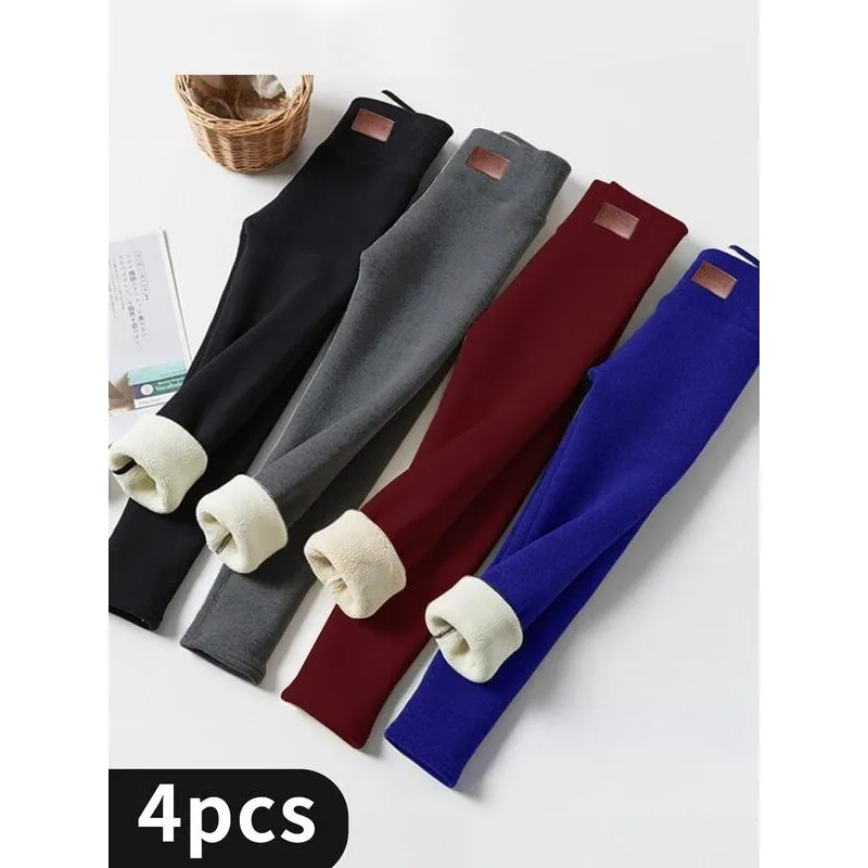 

Fleece Lined Thermal Pants Women's Bottoming Trousers Comfortable Warm Leggings Fashionable Neutral Style Spring Season
