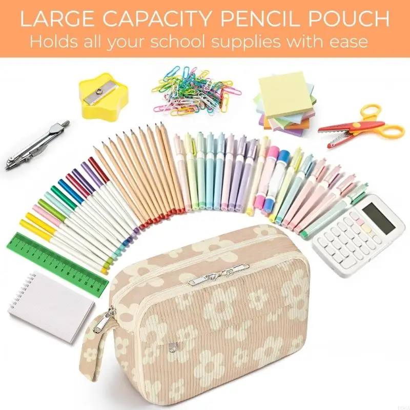 علبة قلم رصاص متعدد الوظائف مقصورات متعددة القماش أقلام منظم حقيبة تخزين مستحضرات التجميل للطالب للطلاب