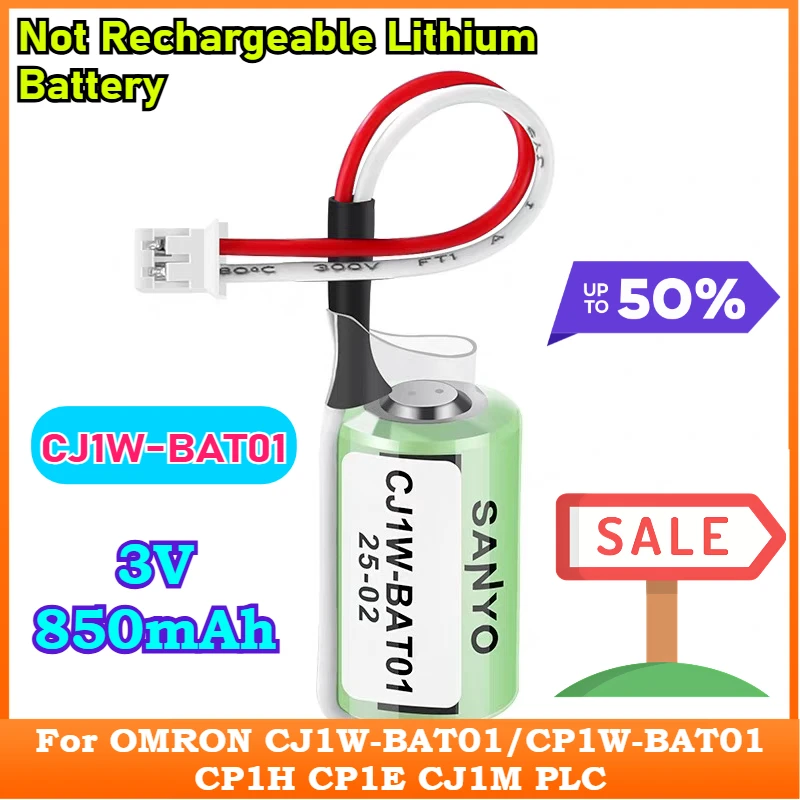 

3V 850mAh Not Rechargeable Lithium Battery for OMRON CJ1W-BAT01/CP1W-BAT01/CP1H CP1E CJ1M PLC