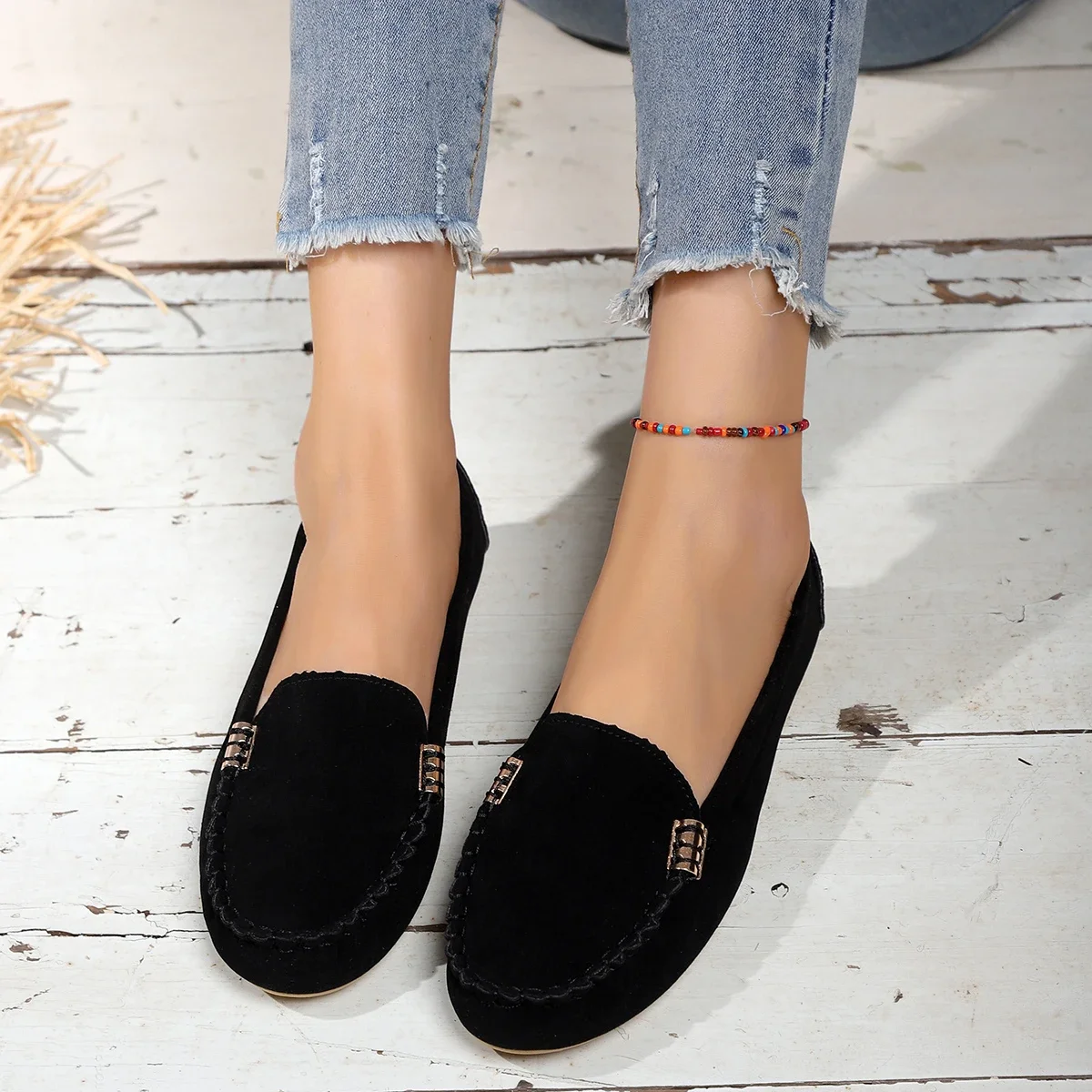 Shoes for Women 2023 Spring Autumn Women Casual Flat Shoes Slips Round Toe Denim Flat Loafer Plus Size Jeans Zapatos