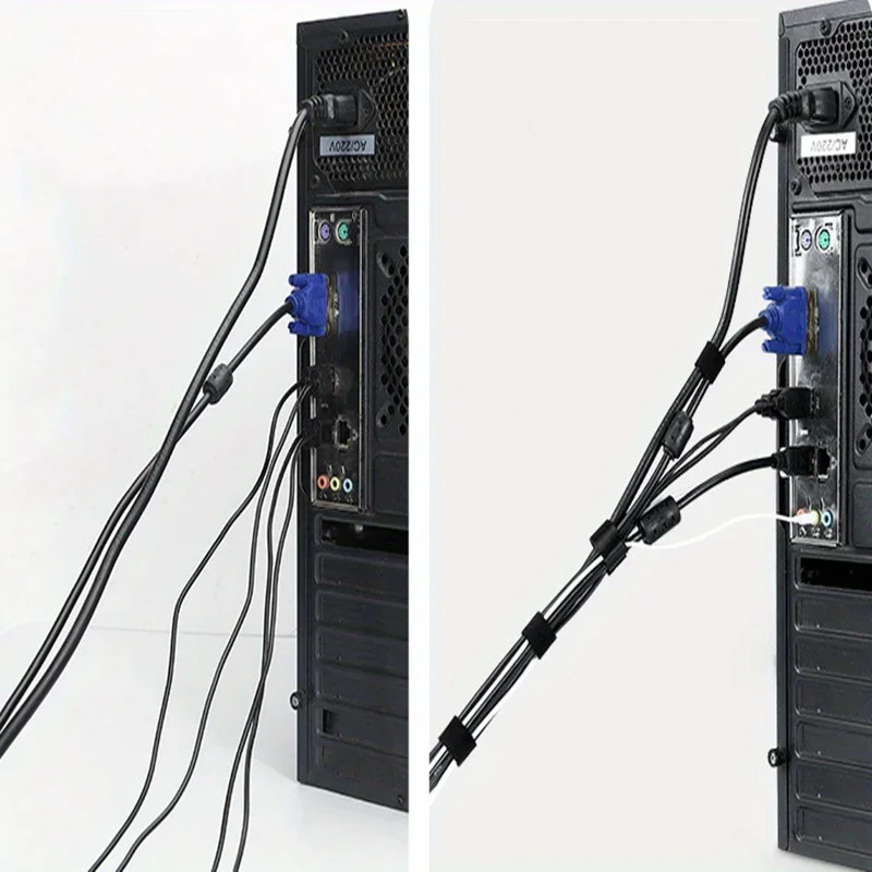 1pc 59in(1.5m)/118.1in(3m) Multi Purpose Adjustable Data Cable Management Ties With Magic Sticker