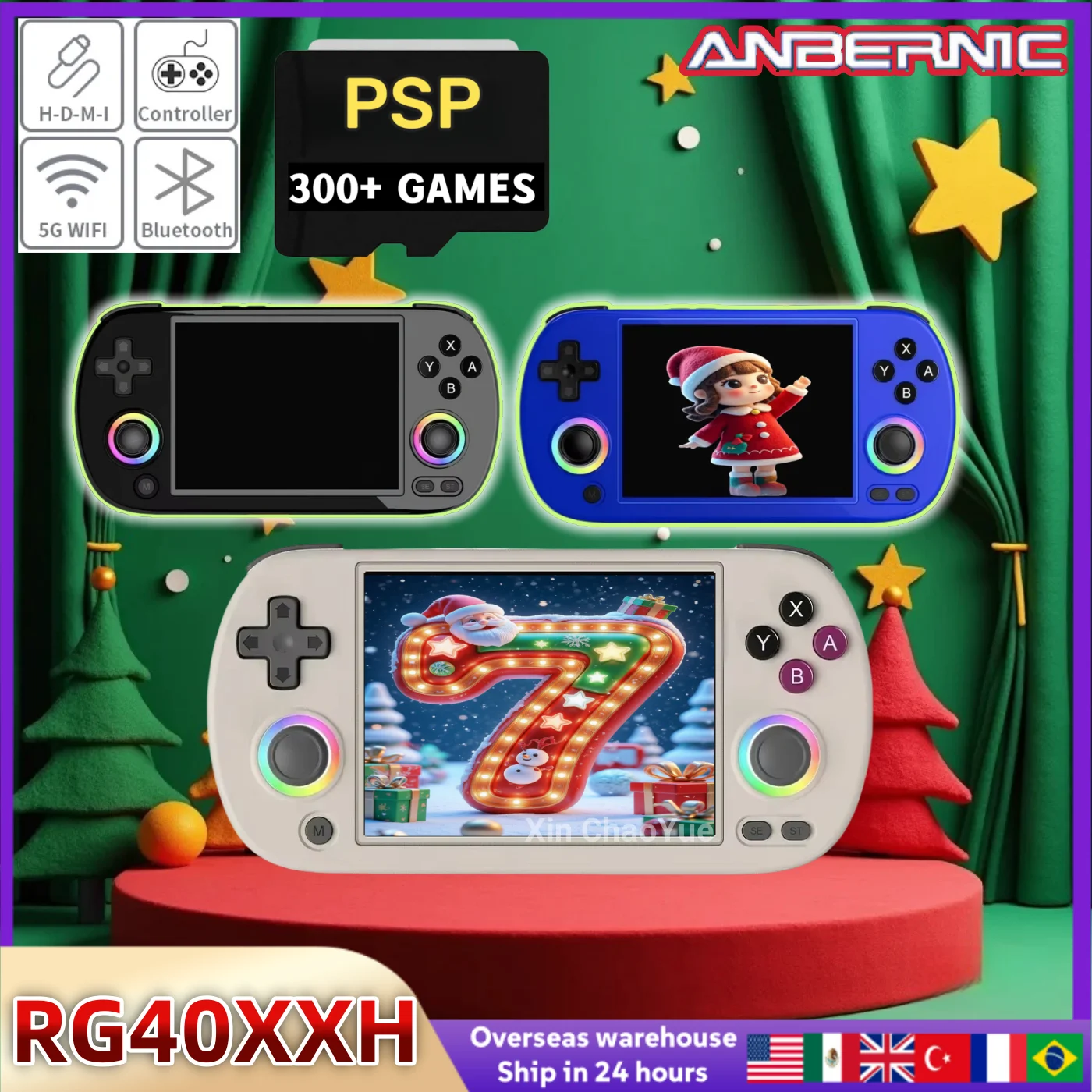 ANBERNIC RG40XX H Retro Handheld Game Console RG40XXH Video Player Smartpro 4.0inch IPS screen Linux 5G WIFI 256G 300+ PSP Games