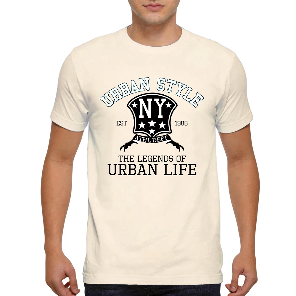 Mens 100% Cotton T Shirt Department Star Shield Badge Vintage Varsity Letter Print Breathable Short Sleeve Casual Daily Tee