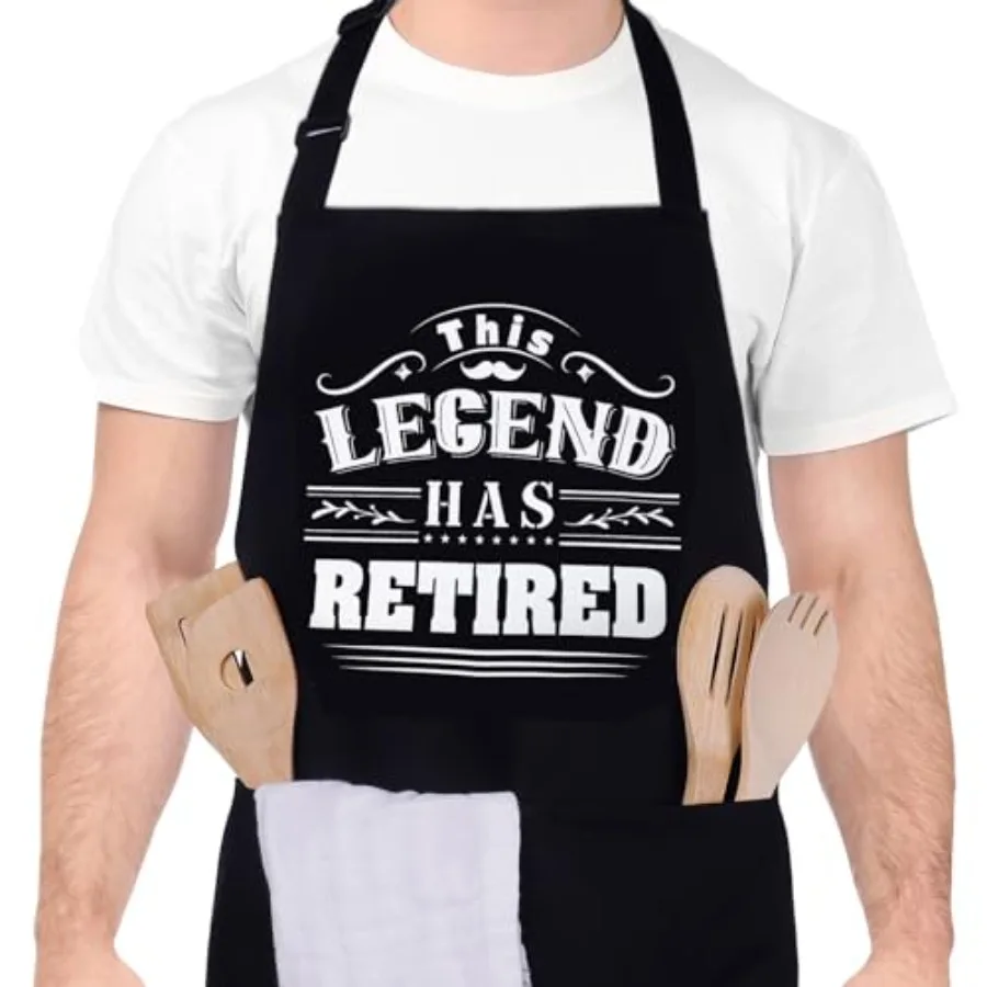 

This Legend Has Retired Apron Fy BBQ Apron with 2 Pockets Waterproof Dad Cng Apron for Cng Grilling Kitchen Retirement Gts for