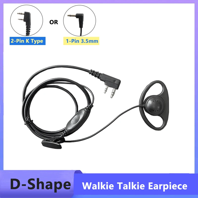 

D-образный наушник Baofeng Walkie Talkie тактическая гарнитура PTT Mic наушники K Type 1-Pin 3,5 мм для радиостанций Motorola YAESU /Vertex