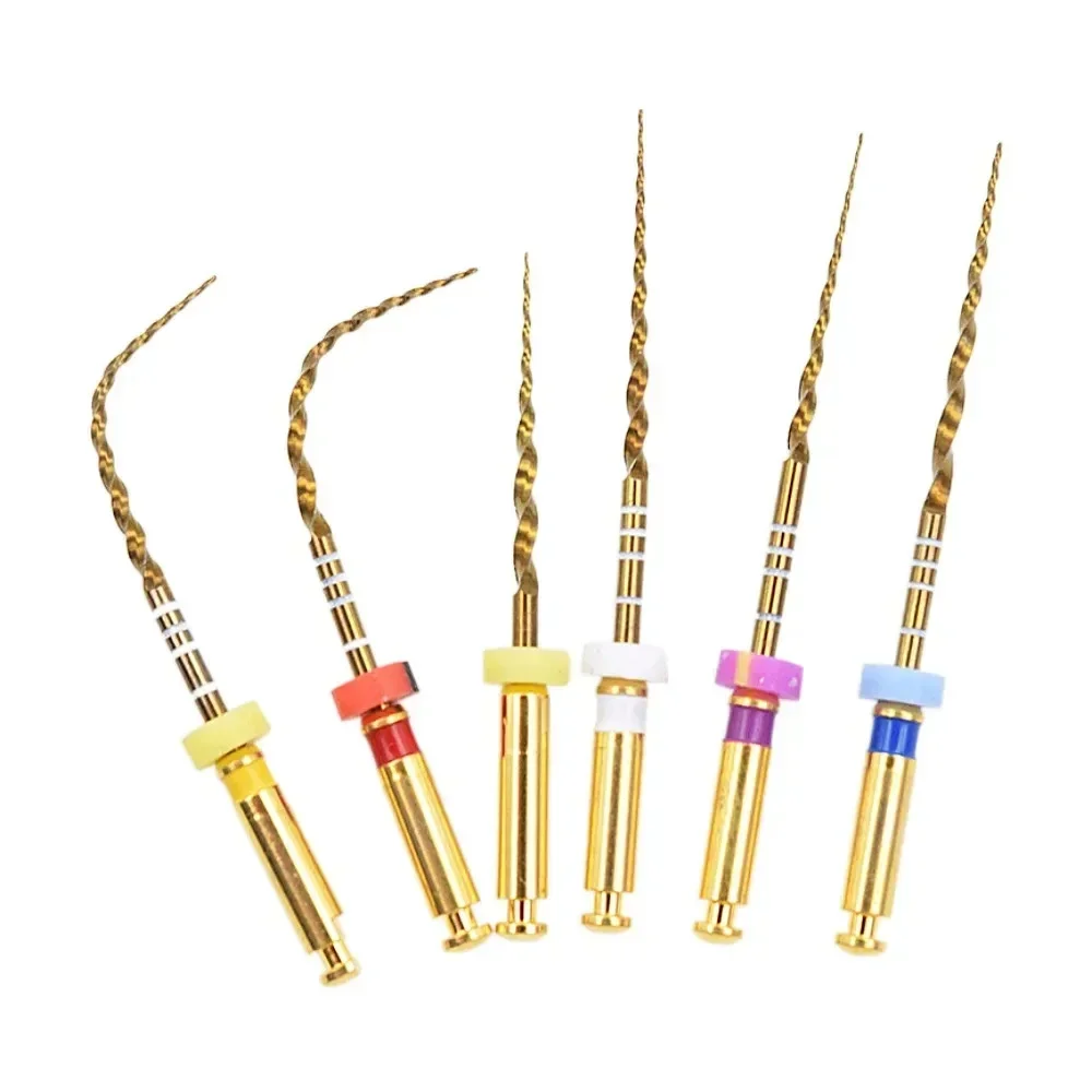 

AG 6pcs Dental Endodontic Files Gold Endo File Root Canal Heat Activated Rotary File Nickel Titainium Instrument Dentistry tools