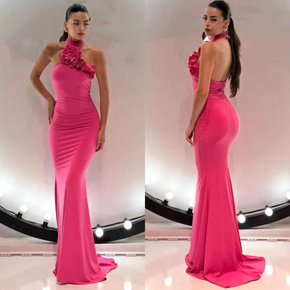 

Customized Sexy Jersey Pleat Trumpet Halter Long Dresses Quinceanera Elegant Chinese Style Fashion Sparkle Sizes Available