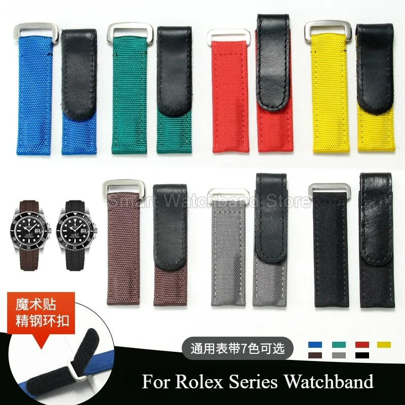 Woven Replacement Nylon Watchband Hook and Loop Breathable Moisture Proof for Rolex Daytona GMT Tudor Tissot Watch Bracelet 20mm