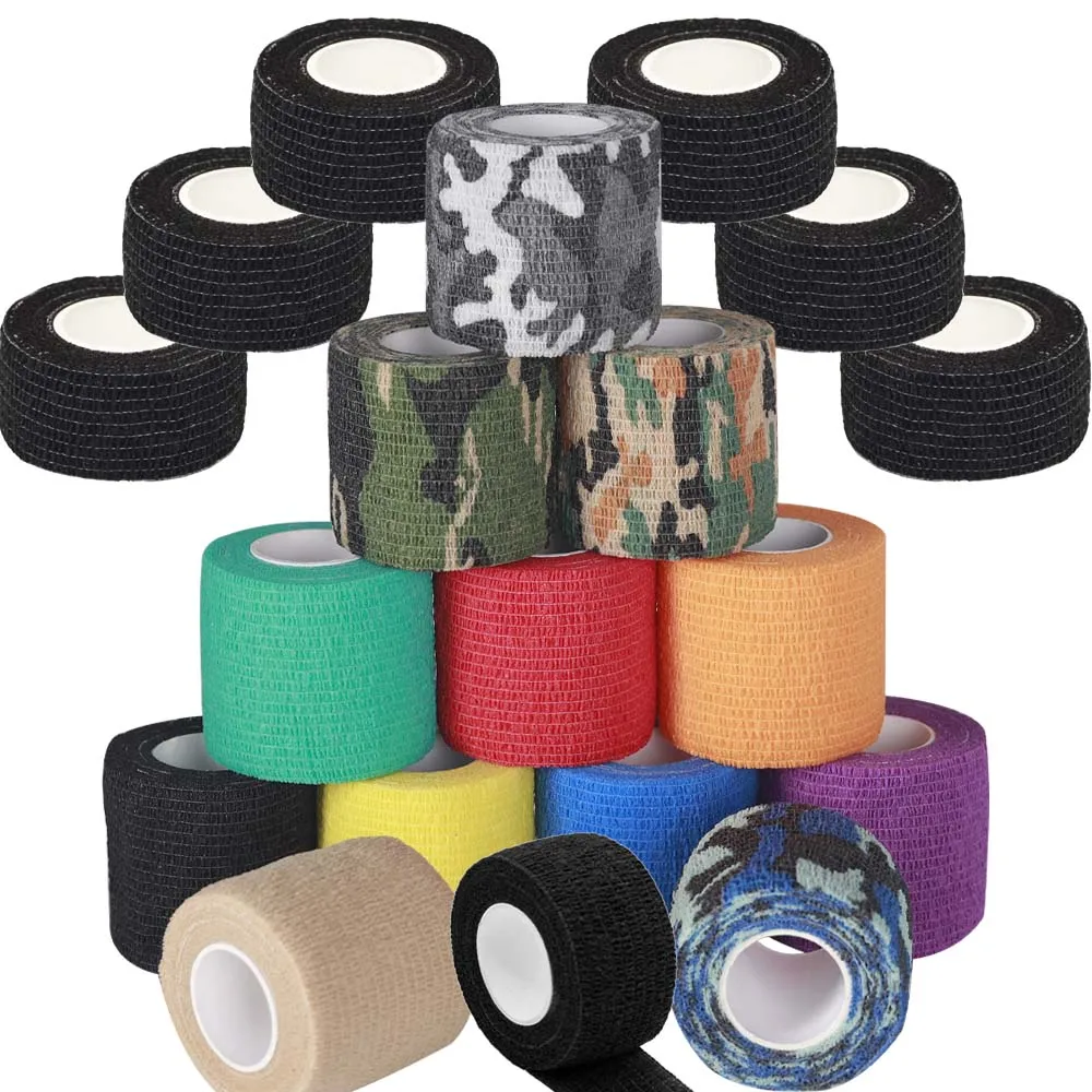 19pcs Mixed Color Tattoo Grip Tape Tattoo Elastic Bandage Wraps Tattoo Grip Pen Machine Covers Finger Leg Bandage Tattoo Supply