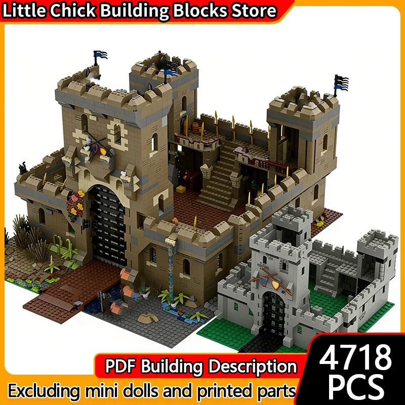 

Средневековый замок, модель MOC, строительные кирпичи, средневековый замок темно-коричневого цвета, модульная технология, детские праздничные подарки, сборные игрушки, костюм