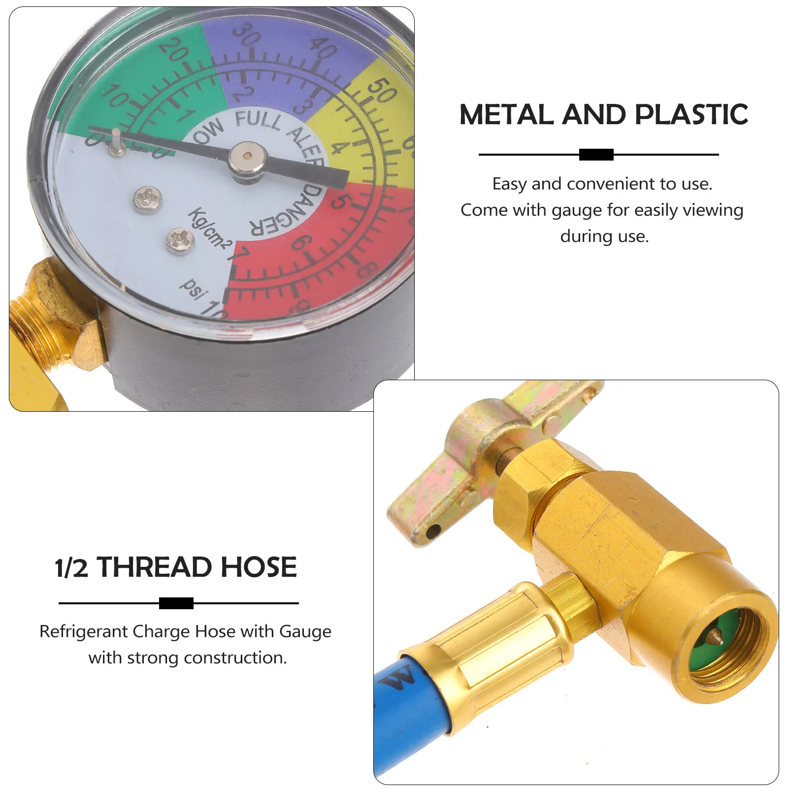 Ac Hose Car Refrigerant Coolant Recharge Air Conditioner Gauge Refill for Universal