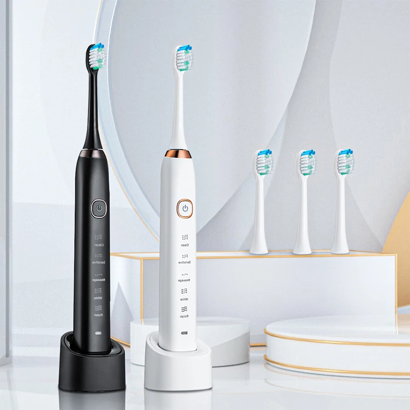 Electric Toothbrush for Adults Ultrasonic Toothbrushes with 8 Brush Heads Power Rechargeable Toothbrush with 5 Modes Smart Timer