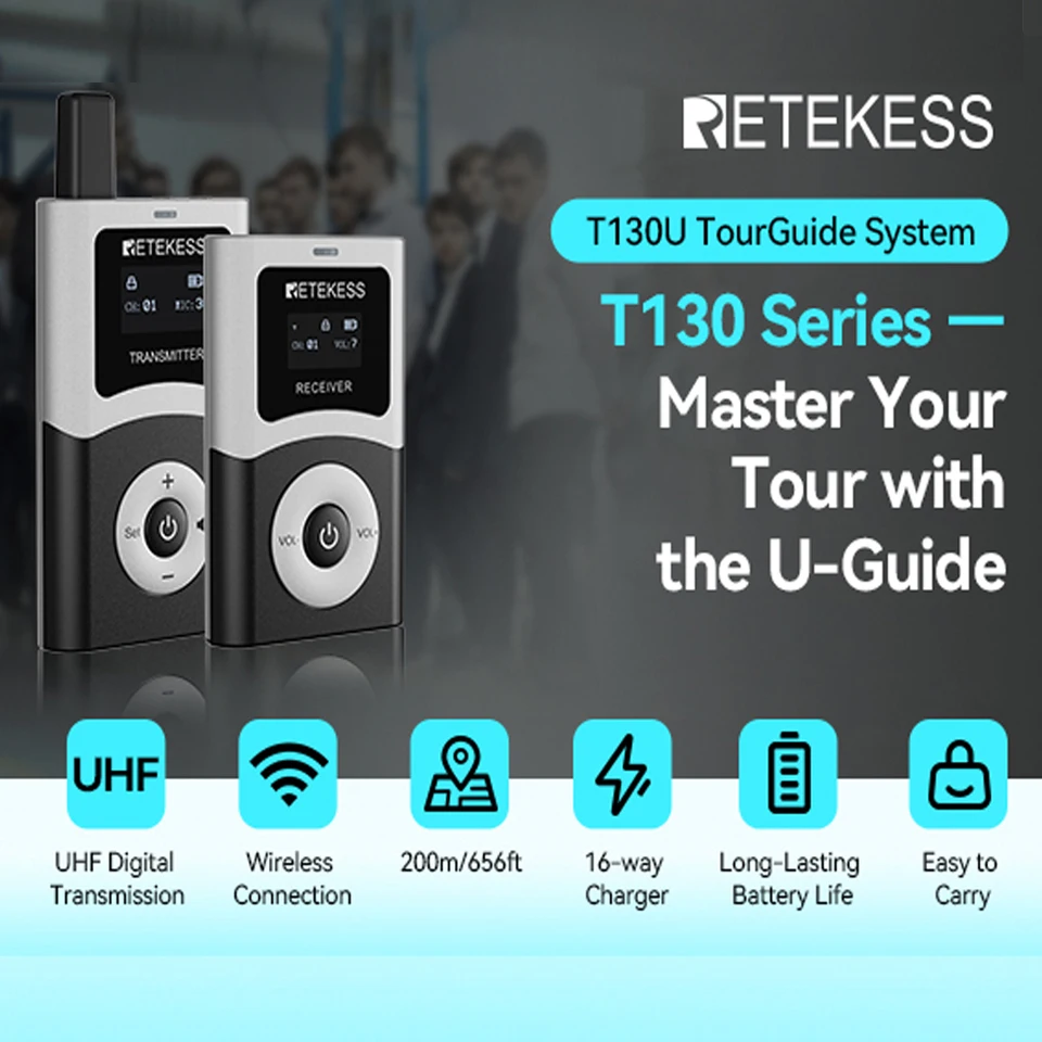 RETEKESS Wireless Tour Guide System UHF T130U Audio Guide Porable Mic Transmitter Receiver For Tourism Meeting Church Factory