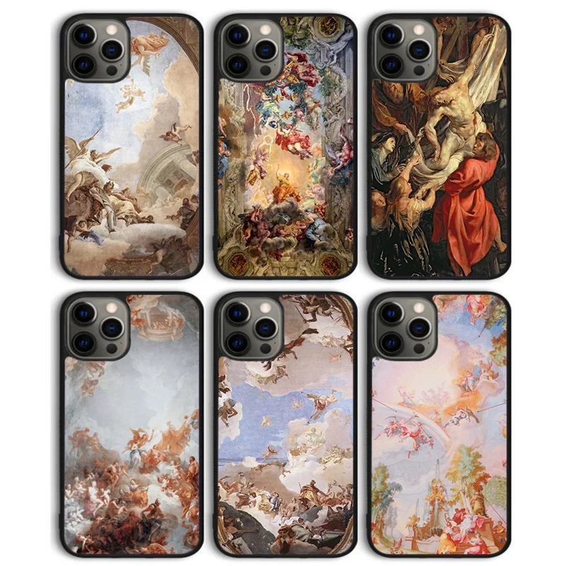 Vintage Baroque Painting Phone Case Back Cover for iPhone 16 15 SE2020 14 13 11 12 Pro Max mini XS XR X PlusS Shell Coque