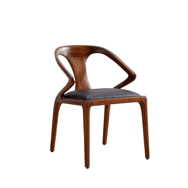Italian minimalist solid wood dining chair, back chair, Nordic dining table soft bag