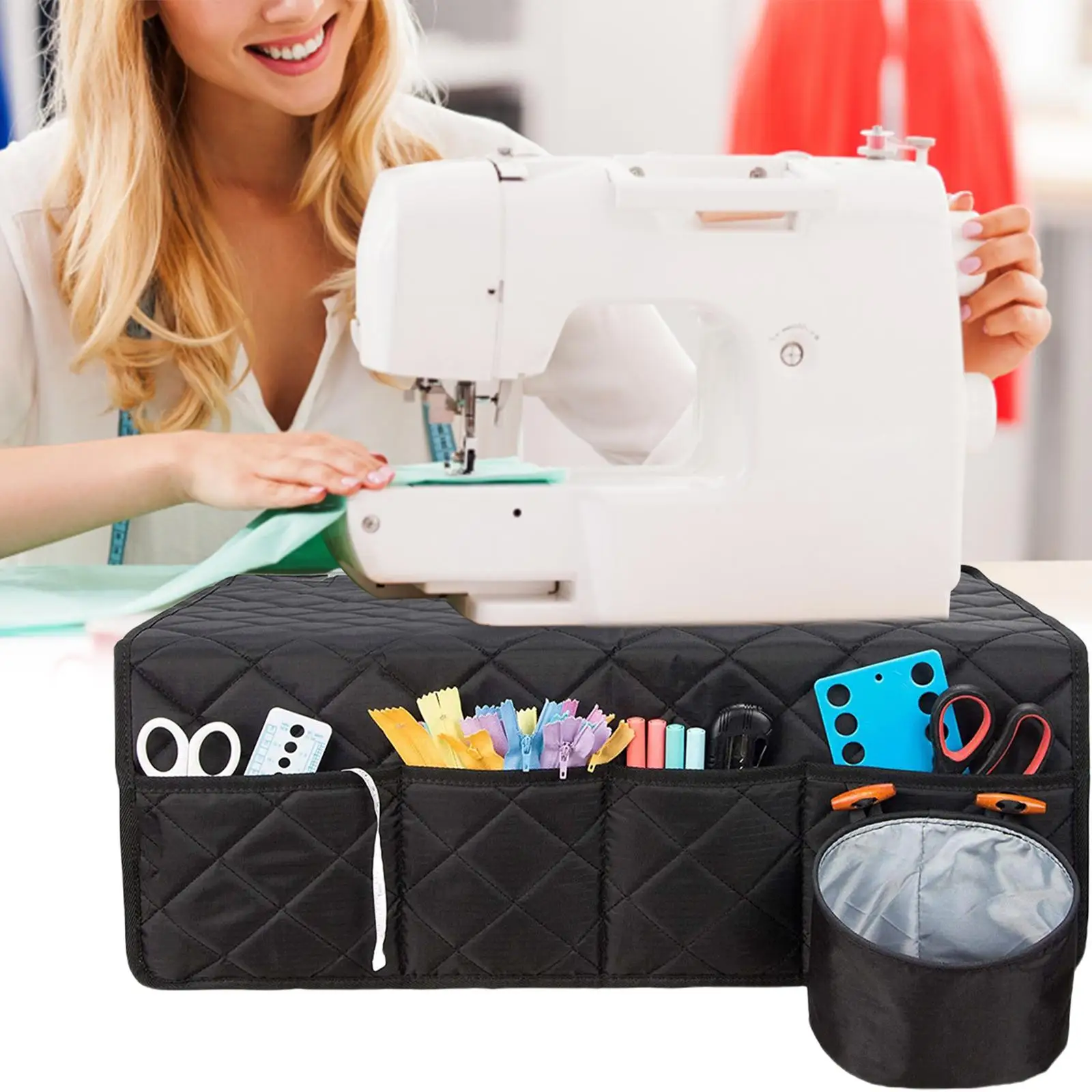 Sewing Machine Pad with Storage Pockets Sewing Accessories Pad Organizer