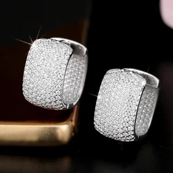 CAOSHI Noble Lady Fashion U Shaped Hoop Earrings for Daily Party Brilliant Cubic Zirconia Accessories for Engagement Ceremony