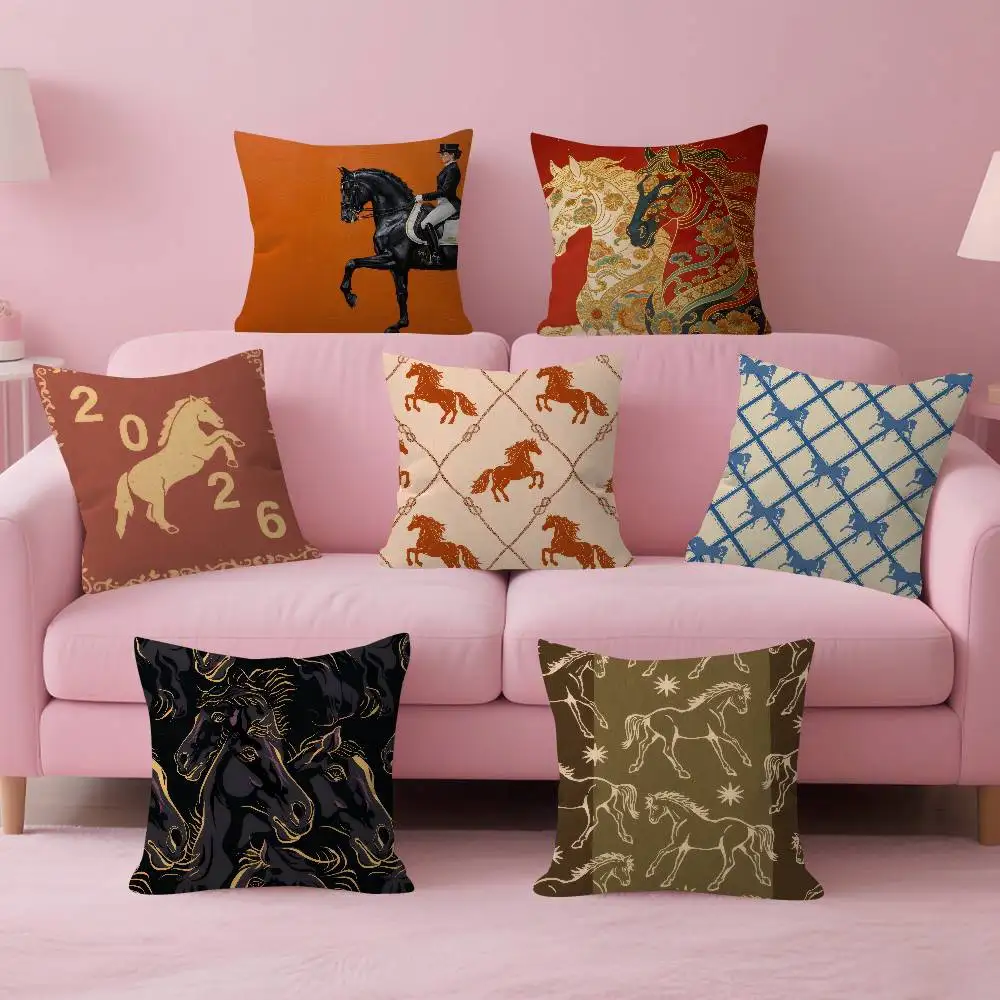 horse Luxury Printed   Pillow Gift Home Office Decoration Bedroom Sofa Car Cushion Cover case 45x45