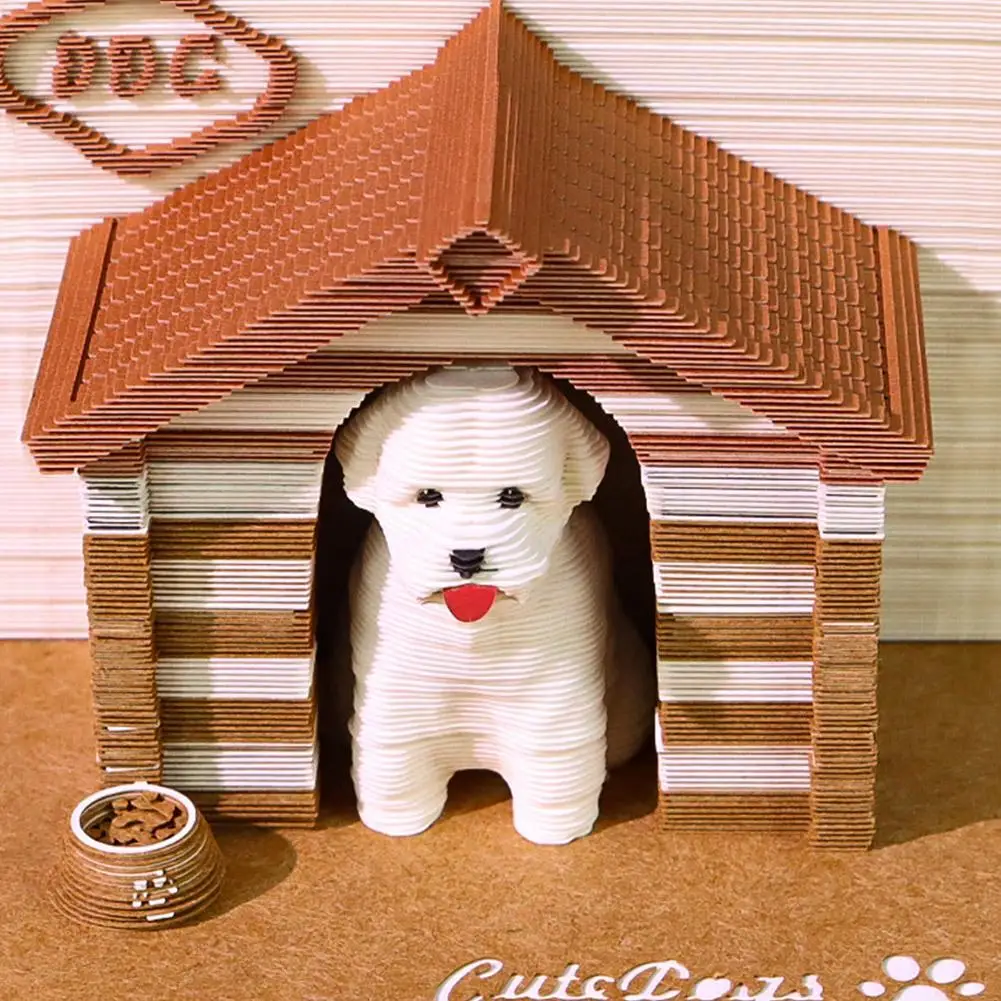 ปฏิทินตั้งโต๊ะปี 2026 ปฏิทินแบบฉีกได้ลายสุนัข 3 มิติ น่ารัก ปฏิทินกระดาษแกะสลักลายศิลปะ สมุดบันทึก ของขวัญสำหรับคริสต์มาสและงานขึ้นบ้านใหม่