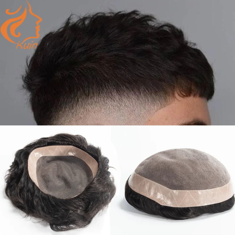 Men Hair Toupee Mono NPU Human Hair Wig 6
