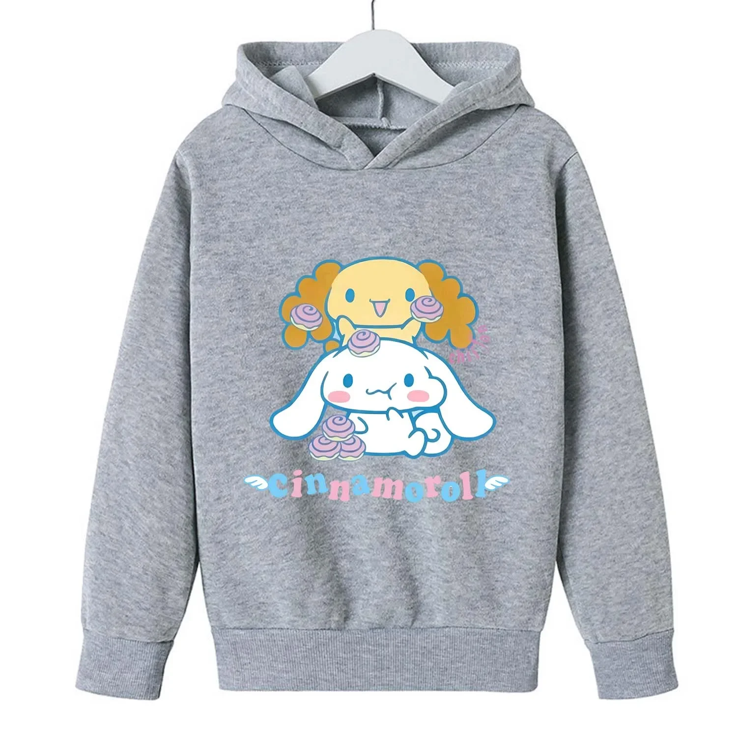 Cinnamoroll Thick Hoodie for Children Cute Sanrio Cartoon Fleece Clothing for Girls Boy Trendy Hoodies Clothes Sweatshirt Gift