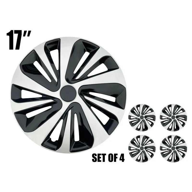 Universal 17 Inch Hubcaps Snap On Wheel Covers ABS Car Tire Rim Protector Decorative Ring Cover Set of 4