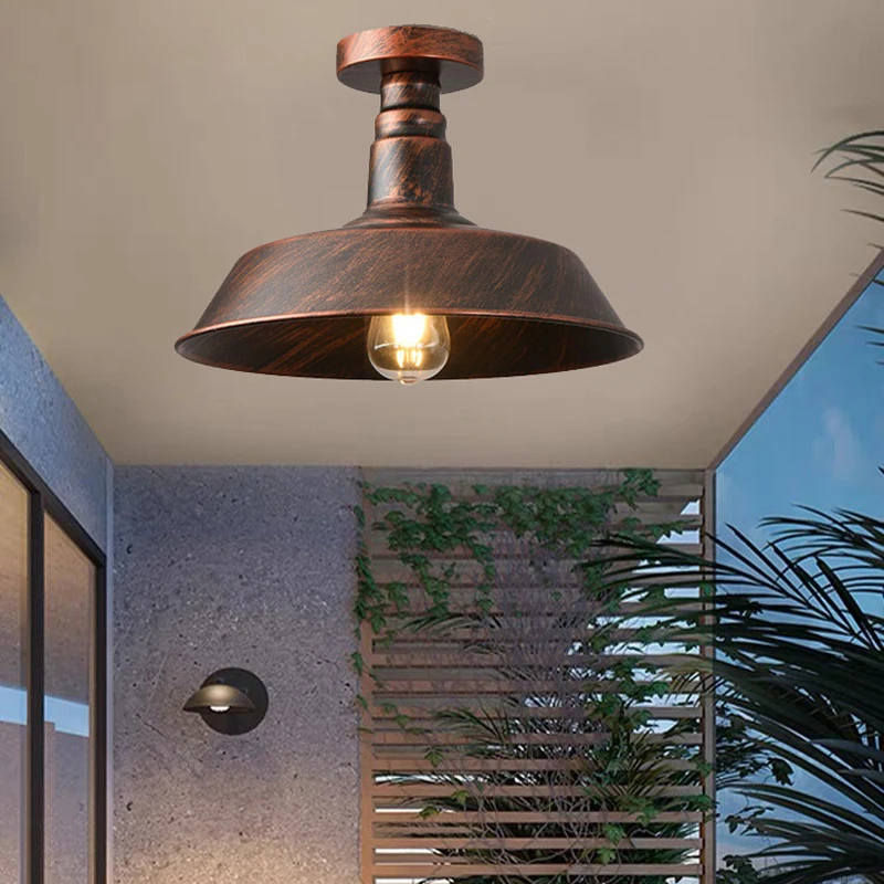 Creative Retro American Iron Ceiling Lamp Bedroom Living Room Study Bar Coffee Shop Black Copper Industrial Style Ceiling Light