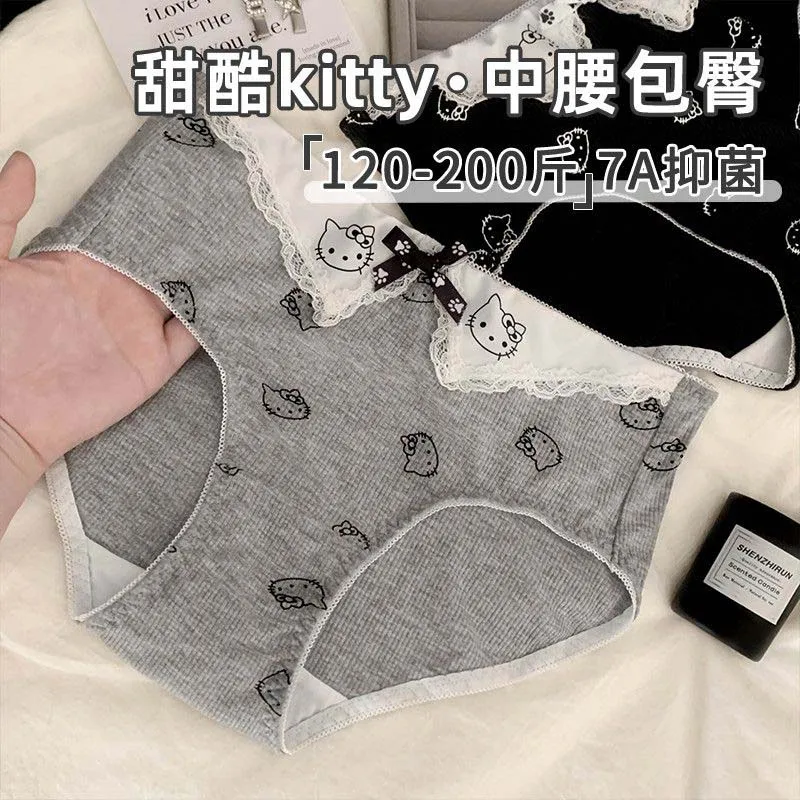 جديد الكرتون سانريو مرحبا كيتي Kawaii الملابس الداخلية كبيرة الحجم ملخصات Kawaii كيتي تشنج القطن الخالص عالية الخصر ملخصات دمى هدايا