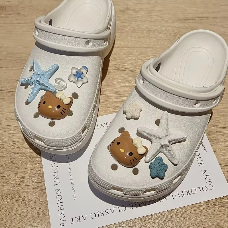 New JIBBITZ Pink Starfish Series Shoes Charms Summer Ocean for Sandals Garden Shoes and  Removable Accessories