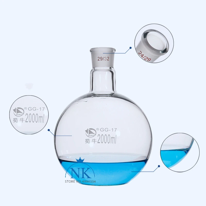 1Pcs/Lot Flat Bottom 50/100/150/250/500/1000/2000ml One Mouth Short Neck Lab Glass Flask For School Laboratary Experiment