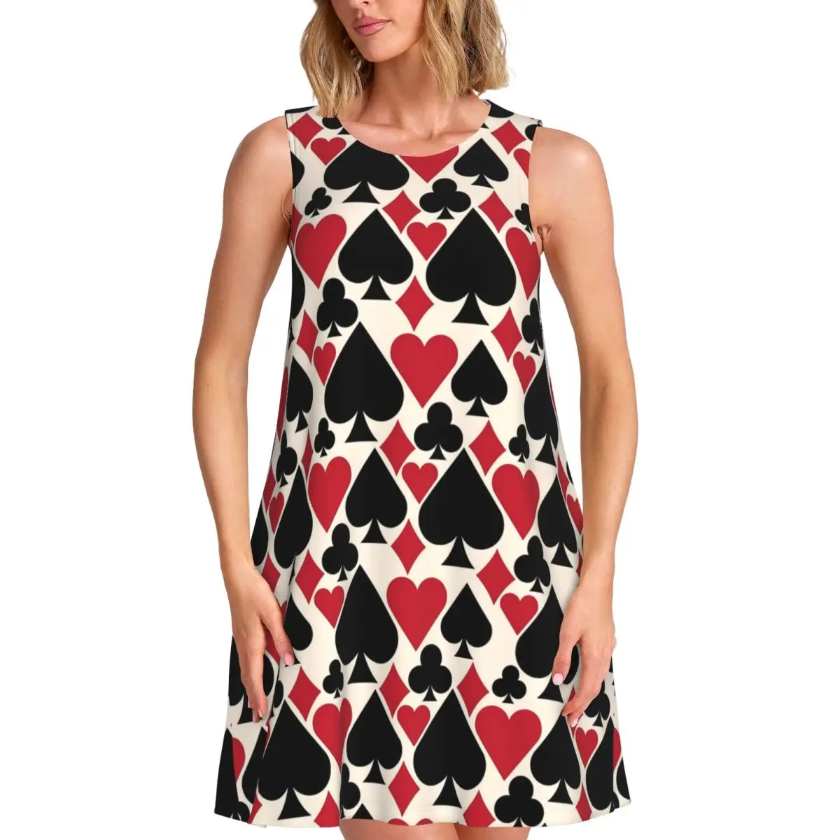Poker Cards Casual Dress Casino Fun Streetwear Dresses Summer Print Pretty Dress Hot Sleeveless Clothes Plus Size