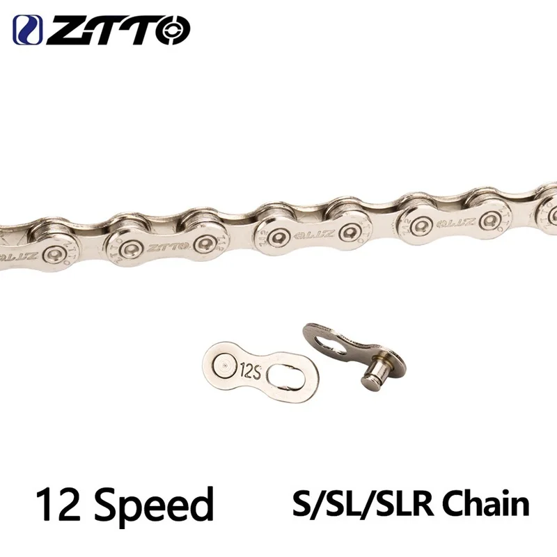 

ZTTO Bicycle 12 Speed Chain Silver 12V Chain With Missing Link Magic Connecter Power Lock High Quality 126 Links For K7 System