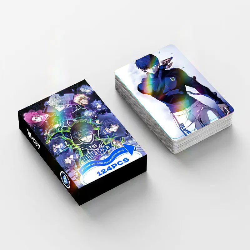 สติกเกอร์การ์ดโลโม่อนิเมะญี่ปุ่น BlueLock 124 ชิ้น พร้อมโปสการ์ด ข้อความ รูปภาพ ของขวัญสำหรับแฟนเกม ของสะสมการ์ด ของเล่น