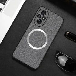 For Honor 200 ,200 Pro Case Magnetic TPU +PC Anti-slip Ultra Thin Woven Textile Cloth Pattern Cover for Honor200