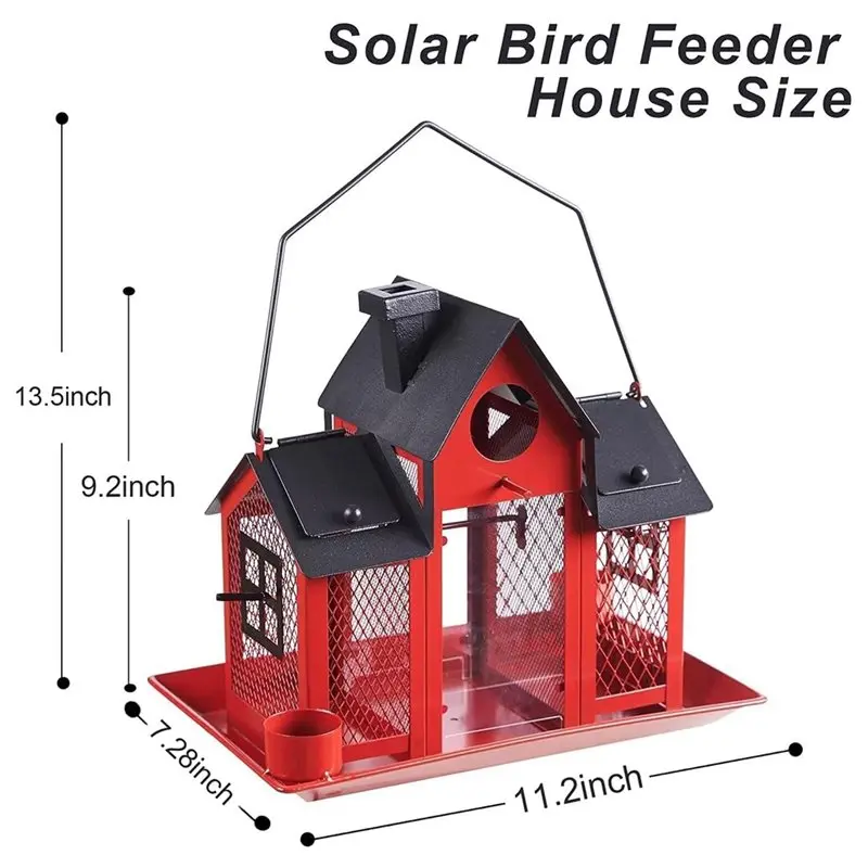 A25F-Solar Bird Feeders House For Outside Hanging Large Cardinal Bird Feeder Birdhouses